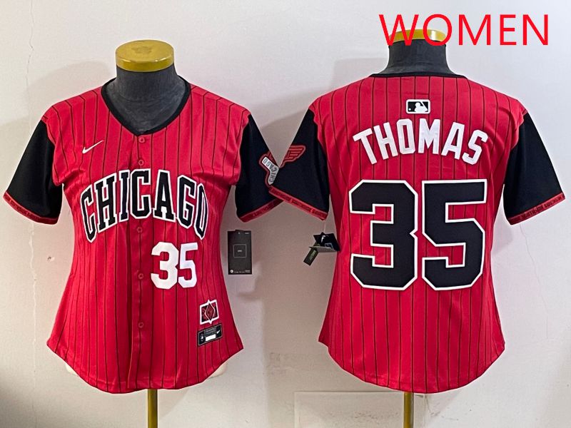Women 2025 Chicago White Sox #35 Thomas Red Joint Name Nike MLB Jersey style 2